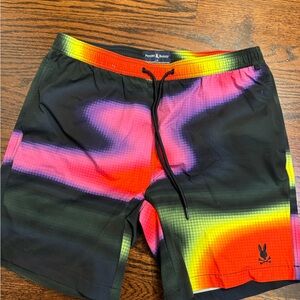 Psycho bunny swimsuit,size Large black/neon colors